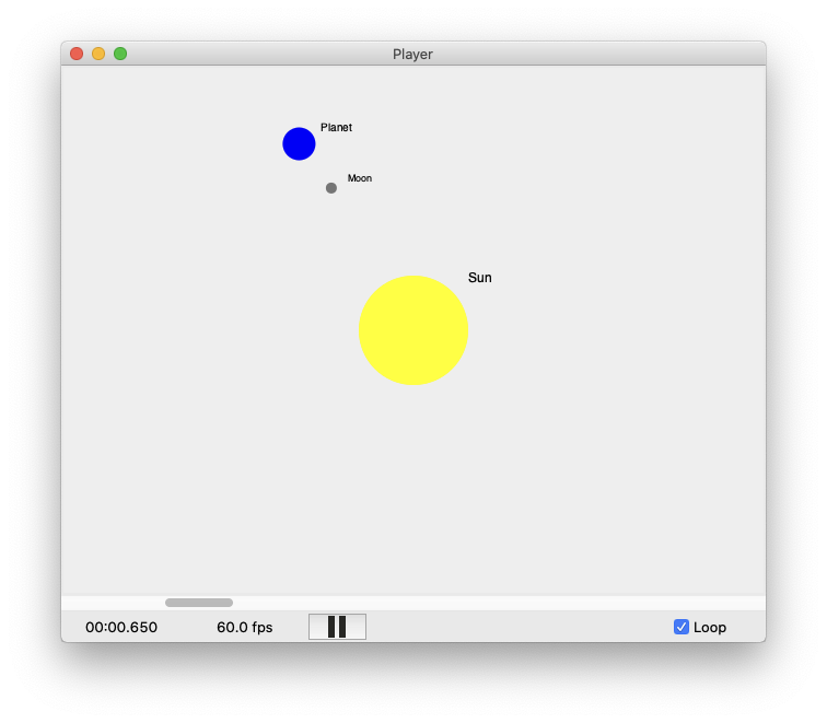 A player showing a solar-system image.
